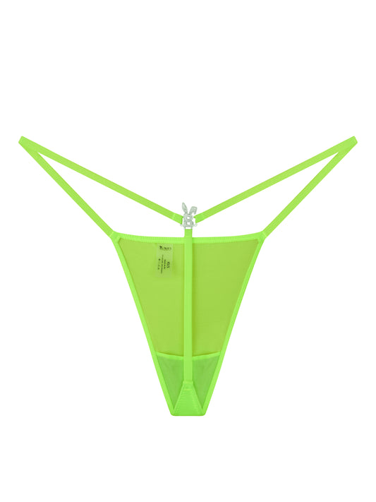 ICED OUT BUNNY G-STRING THONG IN NEON GREEN