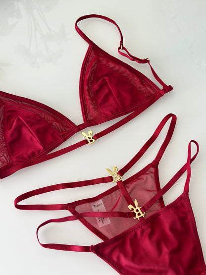 LINGERIE SET IN RED WINE
