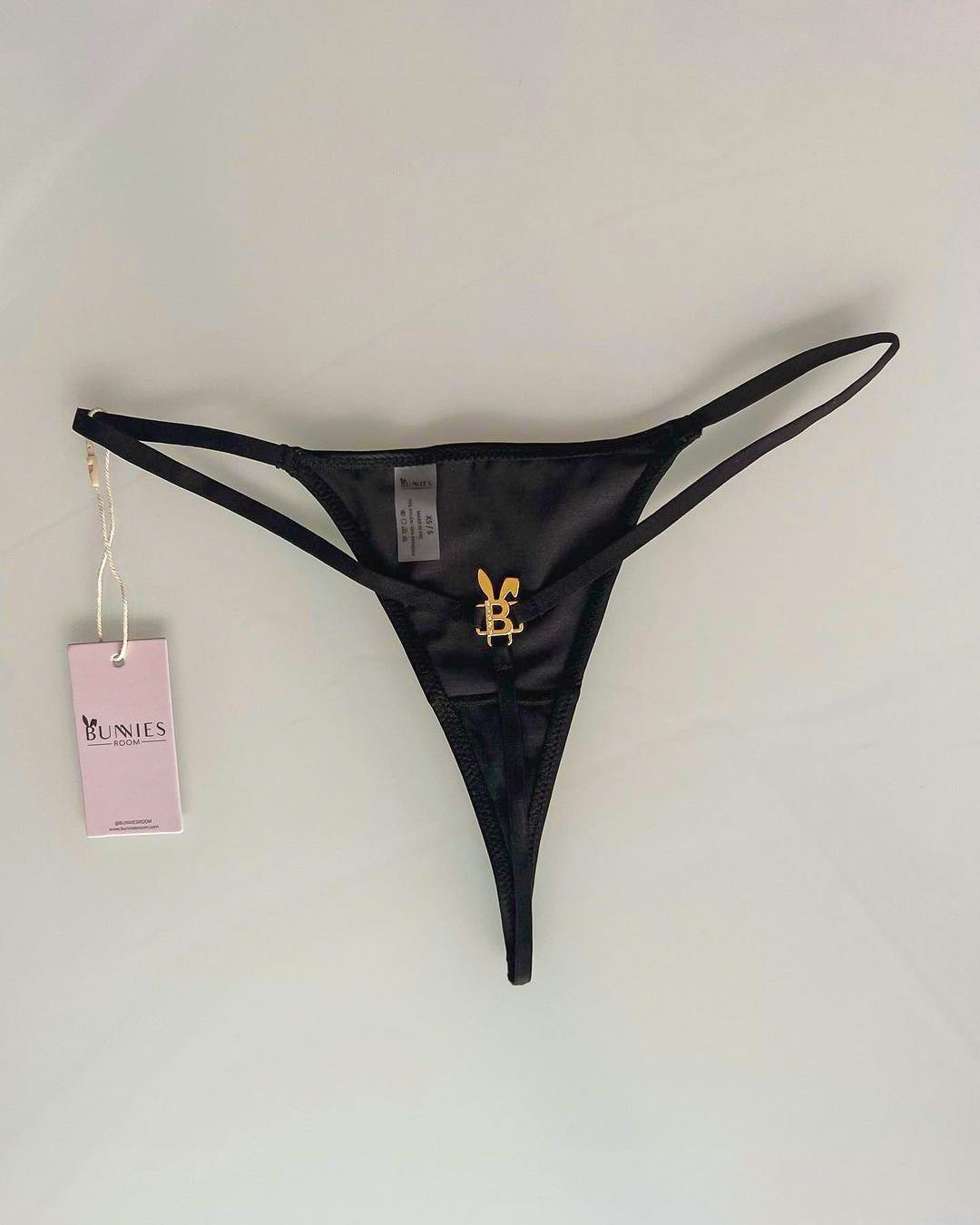 BUNNY G-STRING THONG IN BLACK - BUNNIES' ROOM