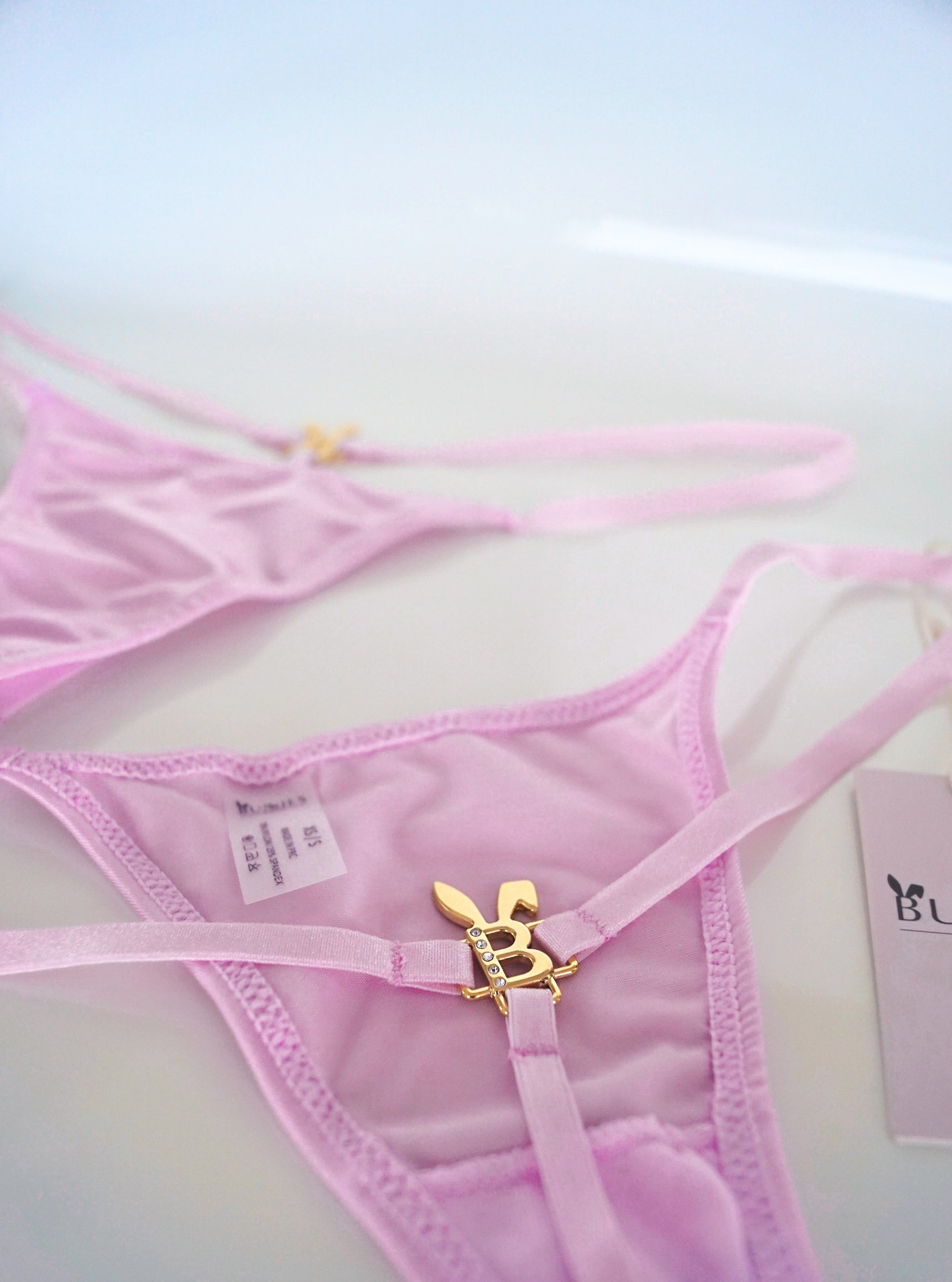 BUNNY G-STRING THONG IN ICY PINK - BUNNIES' ROOM