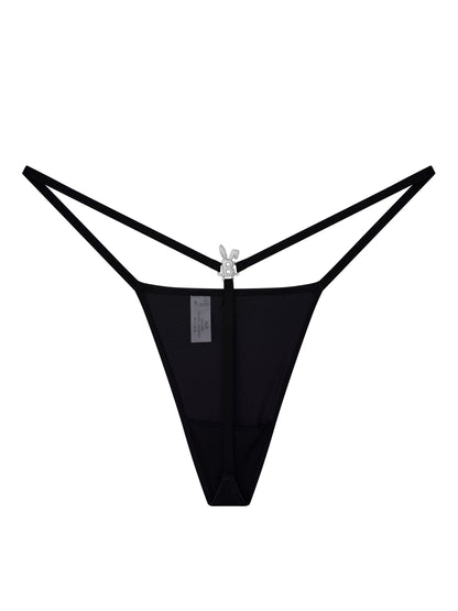 ICED OUT BUNNY G-STRING THONG IN BLACK