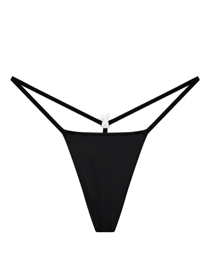 ICED OUT BUNNY G-STRING THONG IN BLACK