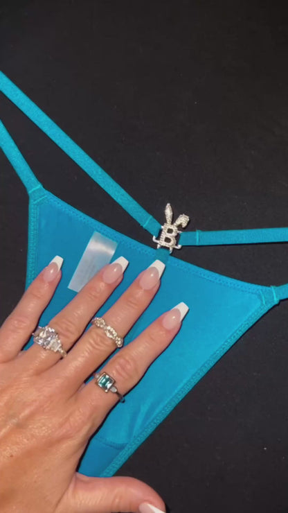 ICED OUT G-STRING IN OCEAN BLUE