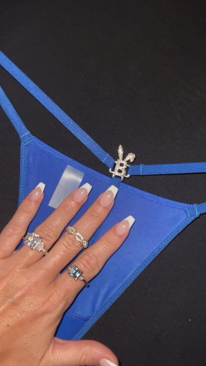 ICED OUT BUNNY G-STRING THONG IN ROYAL BLUE